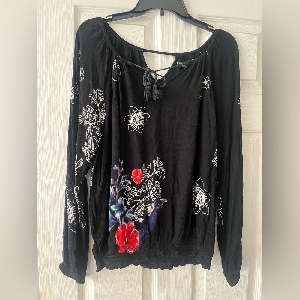 Desigual Floral Black Blouse medium